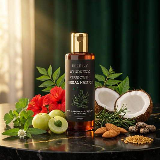 The Bloom Bar Ayurvedic Regrowth Herbal Hair Oil | 56 Ingredients | Cold Pressed Oils & Herbs | 100ml