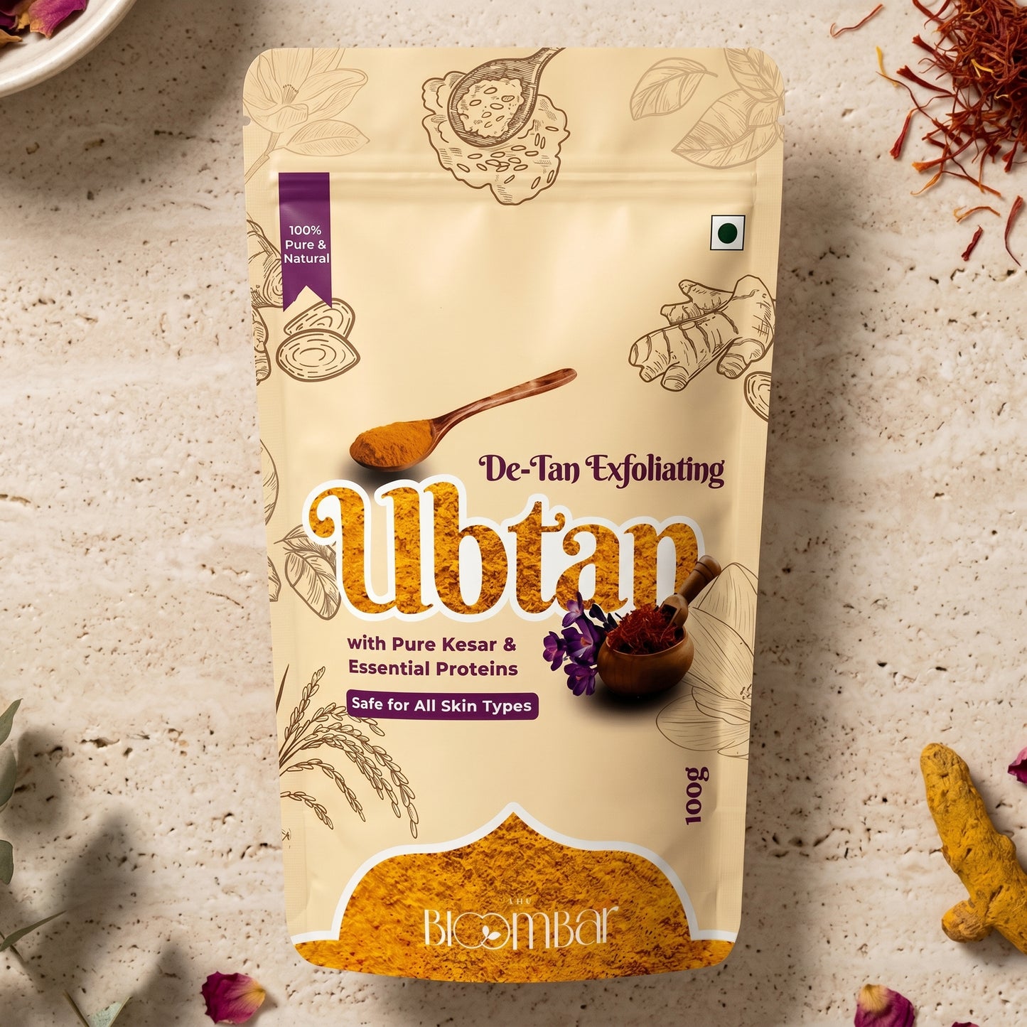The Bloom Bar De-Tan Exfoliating Ubtan | Kesar & Multani Mitti | 200g