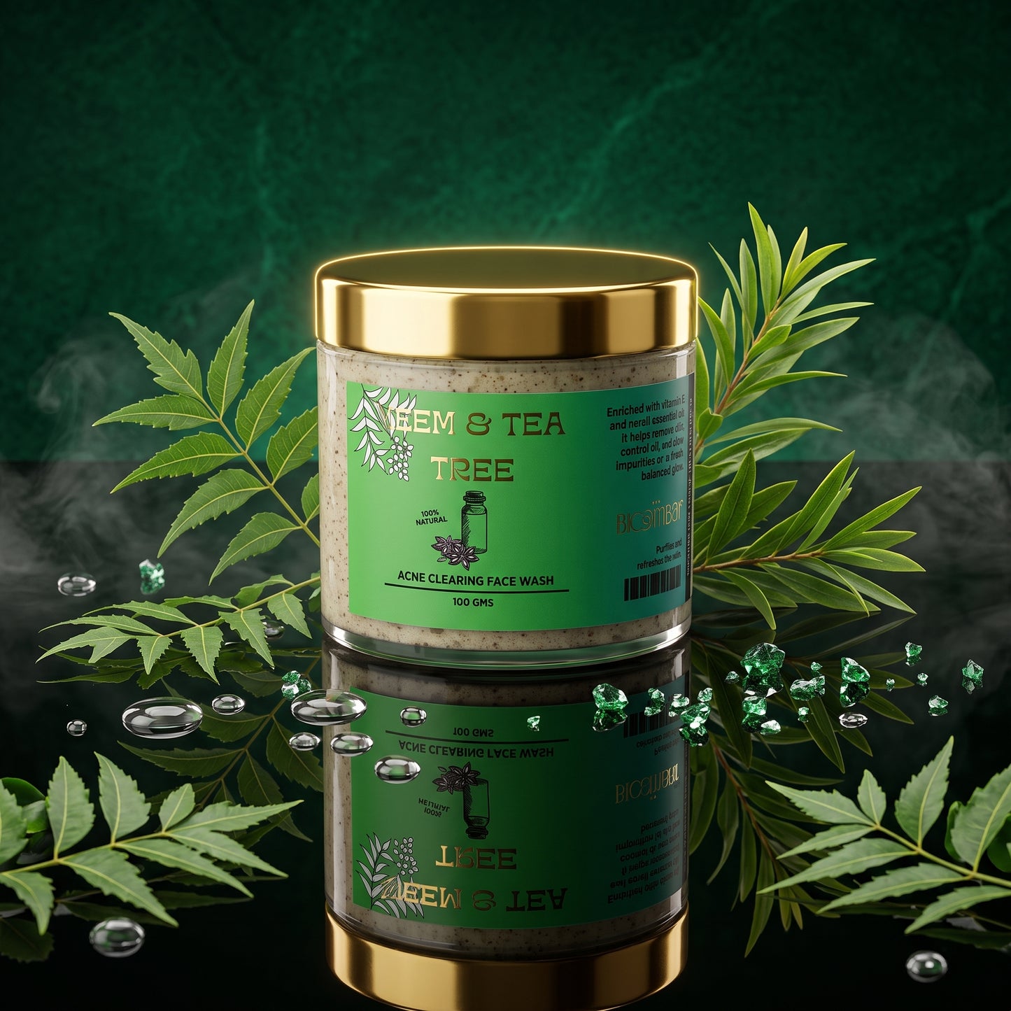 The Bloom Bar Neem & Tea Tree Acne Clearing Face Wash | Neem Extract & Tea Tree Oil | 100g