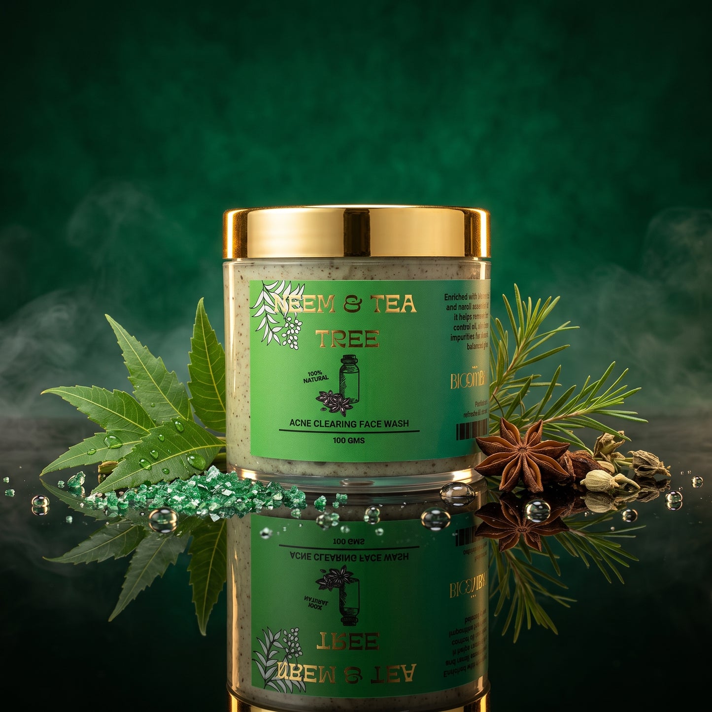 The Bloom Bar Neem & Tea Tree Acne Clearing Face Wash | Neem Extract & Tea Tree Oil | 100g