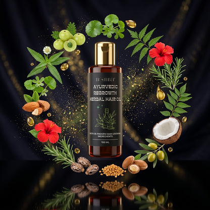The Bloom Bar Ayurvedic Regrowth Herbal Hair Oil | 56 Ingredients | Cold Pressed Oils & Herbs | 100ml