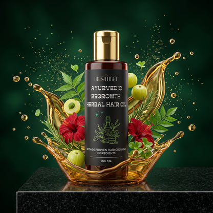 The Bloom Bar Ayurvedic Regrowth Herbal Hair Oil | 56 Ingredients | Cold Pressed Oils & Herbs | 100ml