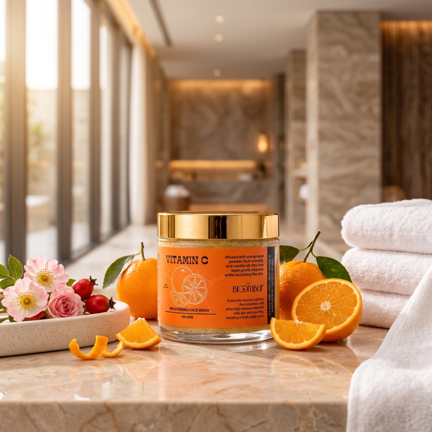 The Bloom Bar Vitamin C Brightening Face Wash | Orange Peel & Rosehip Oil | Deep Cleansing Face Wash | 100g