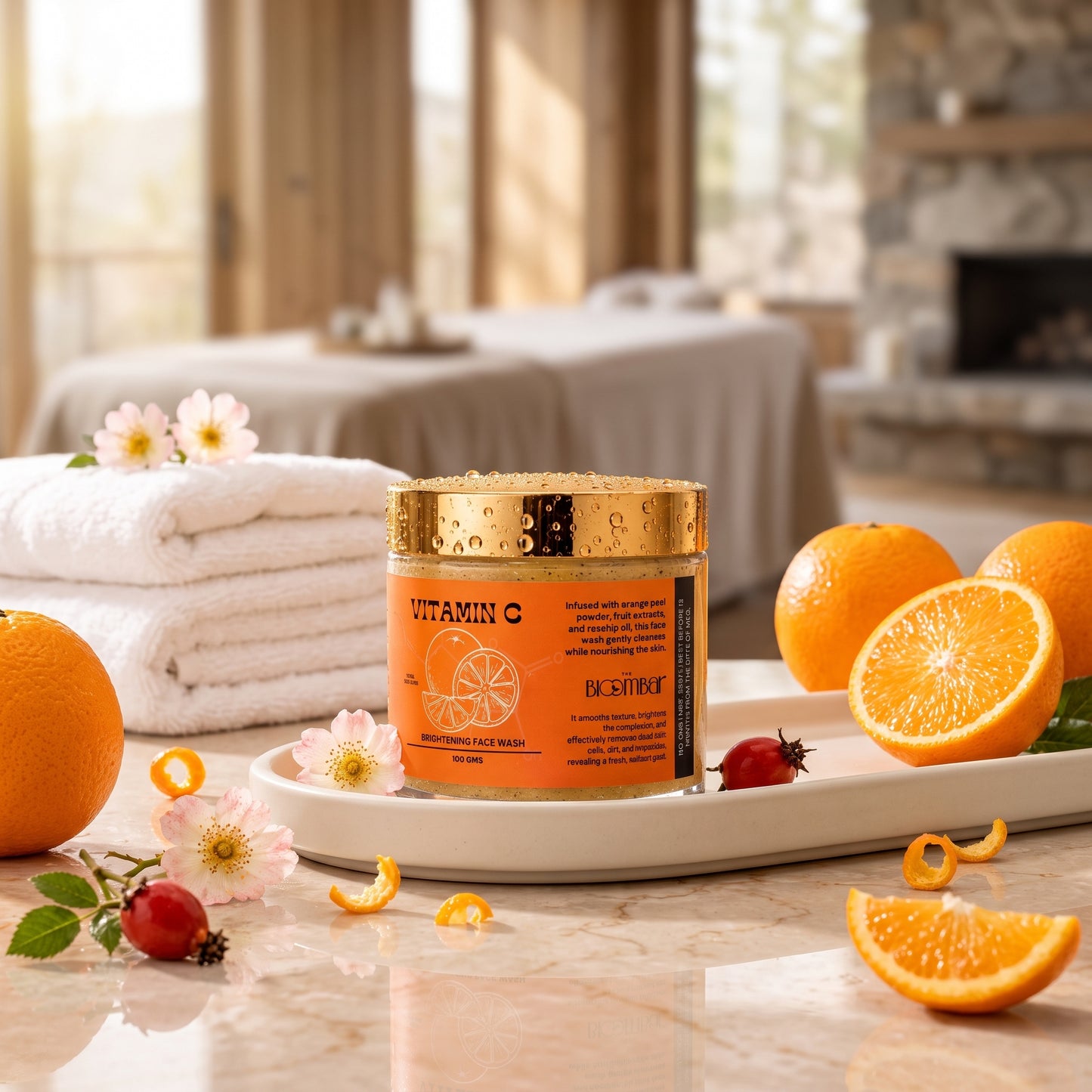 The Bloom Bar Vitamin C Brightening Face Wash | Orange Peel & Rosehip Oil | Deep Cleansing Face Wash | 100g