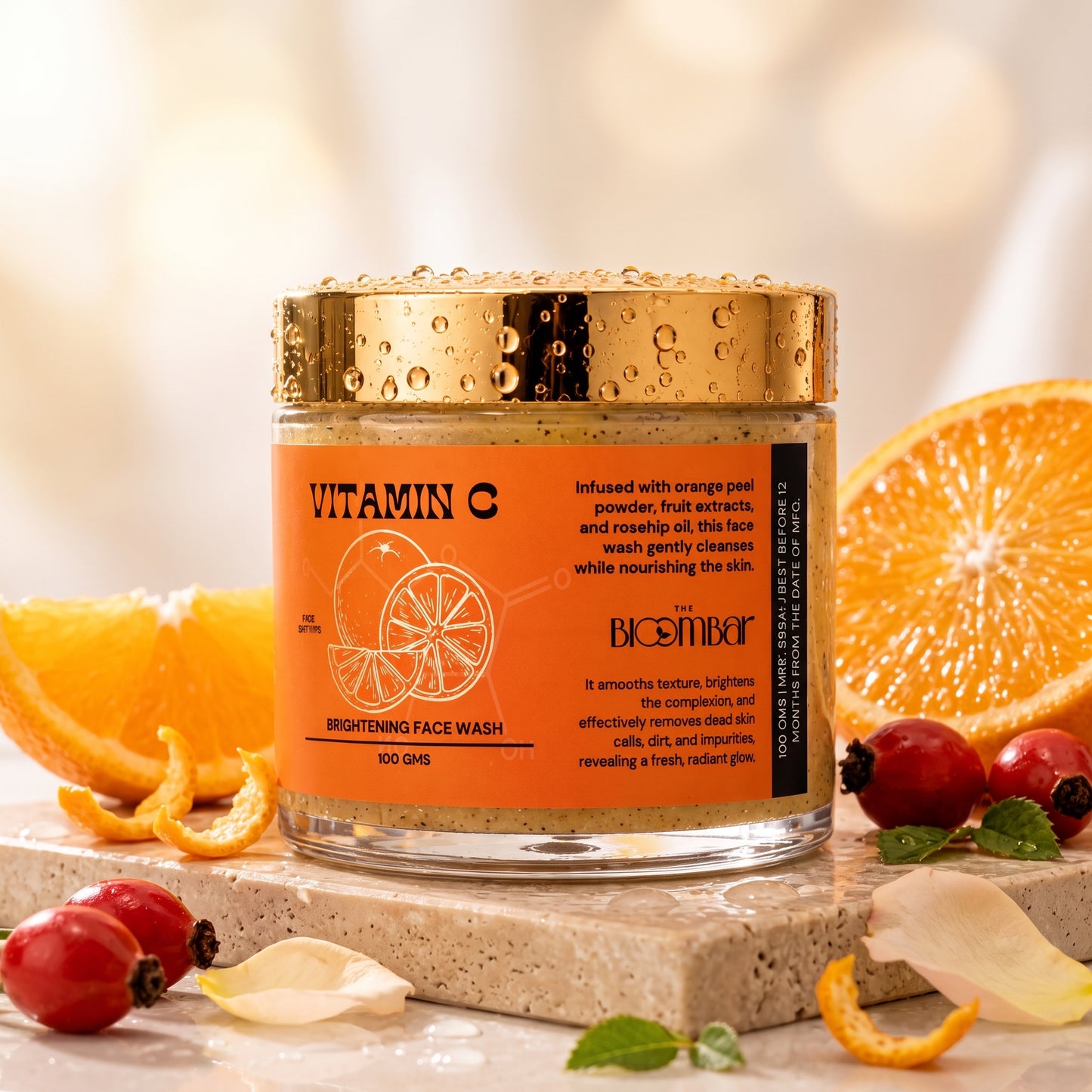 The Bloom Bar Vitamin C Brightening Face Wash | Orange Peel & Rosehip Oil | Deep Cleansing Face Wash | 100g