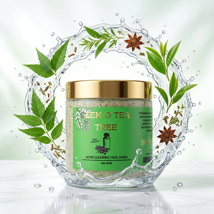 The Bloom Bar Neem & Tea Tree Acne Clearing Face Wash | Neem Extract & Tea Tree Oil | 100g